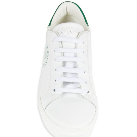 VALENTINO BY MARIO VALENTINO Petra Sneaker White Leather Green Accent Sz 10 40 - Picture 10 of 11